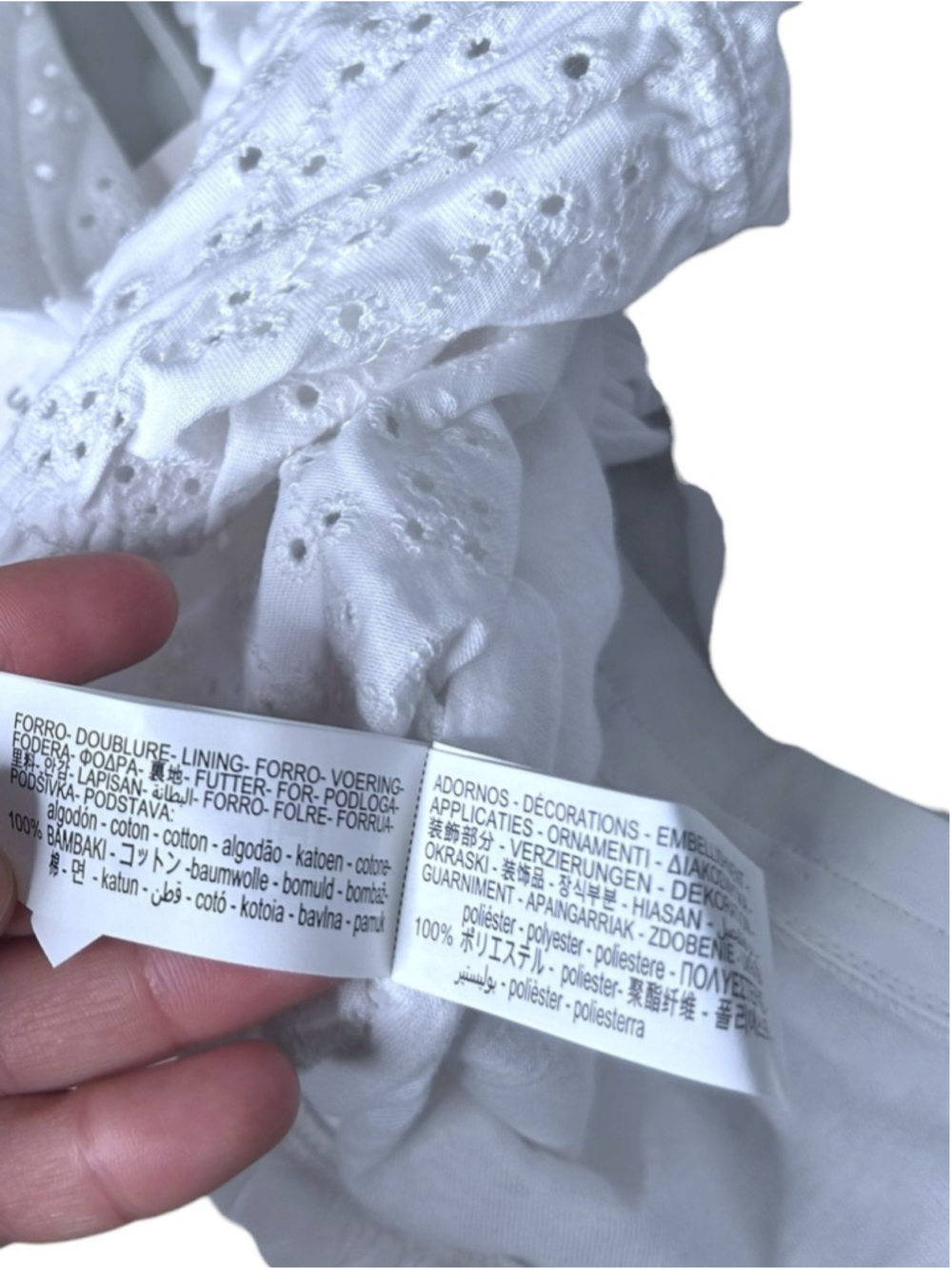 Zara White Eyelet Lace Ruched Ruffle Boho Corset Cotton Crop Top Size Small - Picture 15 of 15